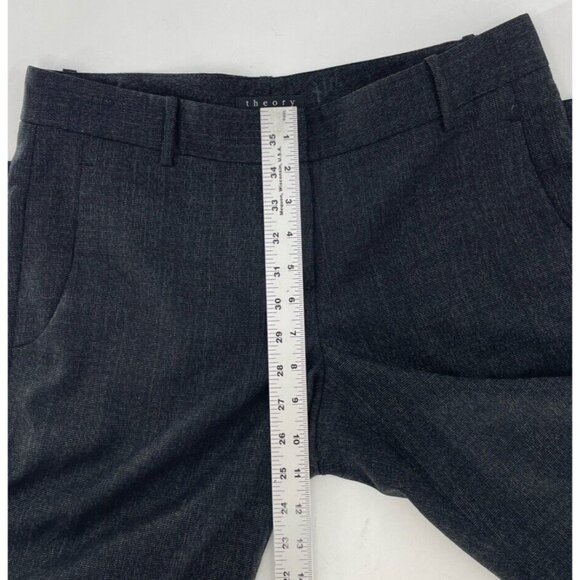 Theory Women's Dark Gray Wool Stretch Dress Pants Career Office Sz 8 Made In USA - Picture 9 of 10